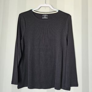 Talbots Black Long-Sleeve Crewneck Tee - Classic Fit